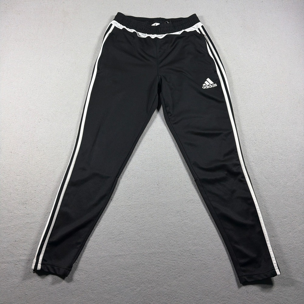 Adidas Track Pants Women Medium Slim Fit Black White Stripes Soccer Athleisure
